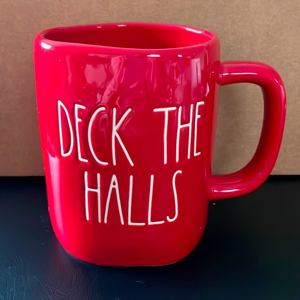 Rae Dunn Deck The Halls Red Mug Christmas Holiday NEW